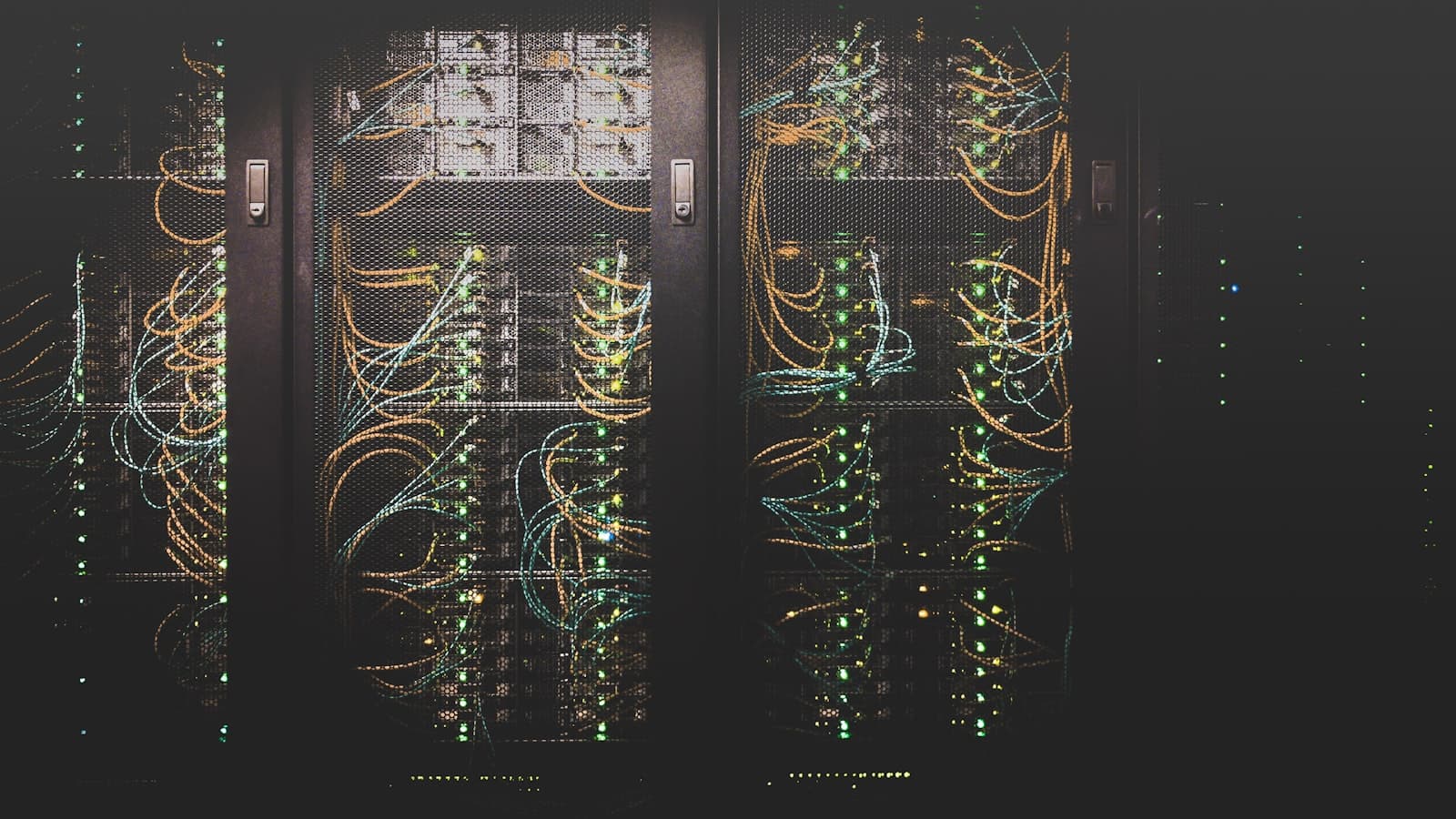Server racks and network cables in a data center