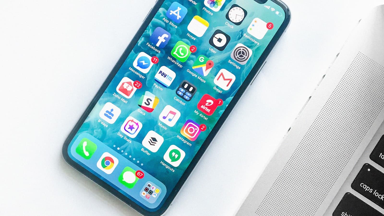 A smartphone home screen showing chat and social apps