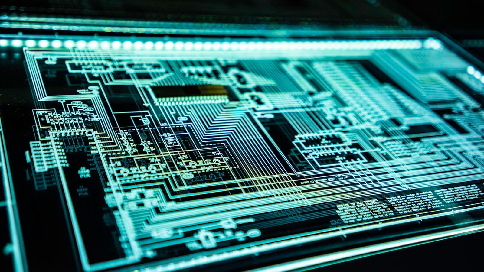 Close-up of computer hardware and lights